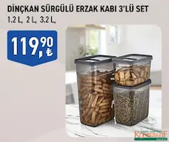 DİNÇKAN SÜRGÜLÜ ERZAK KABI 3'LÜ SET DİNÇKAN SÜRGÜLÜ ERZAK KABI 3'LÜ SET